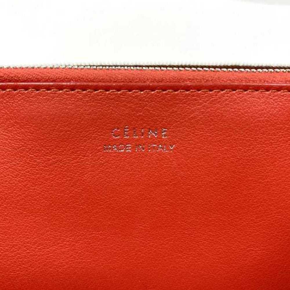 CELINE Round Long Wallet Beige Red Silver Leather Zip Ladies - Picture 10 of 10